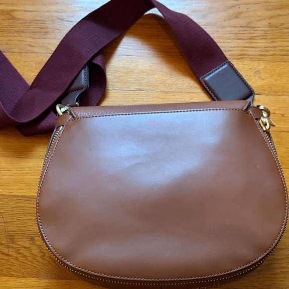 Ellen Degeneres Brown Crossbody Bag with Burgundy Strap - Picture 3 of 3